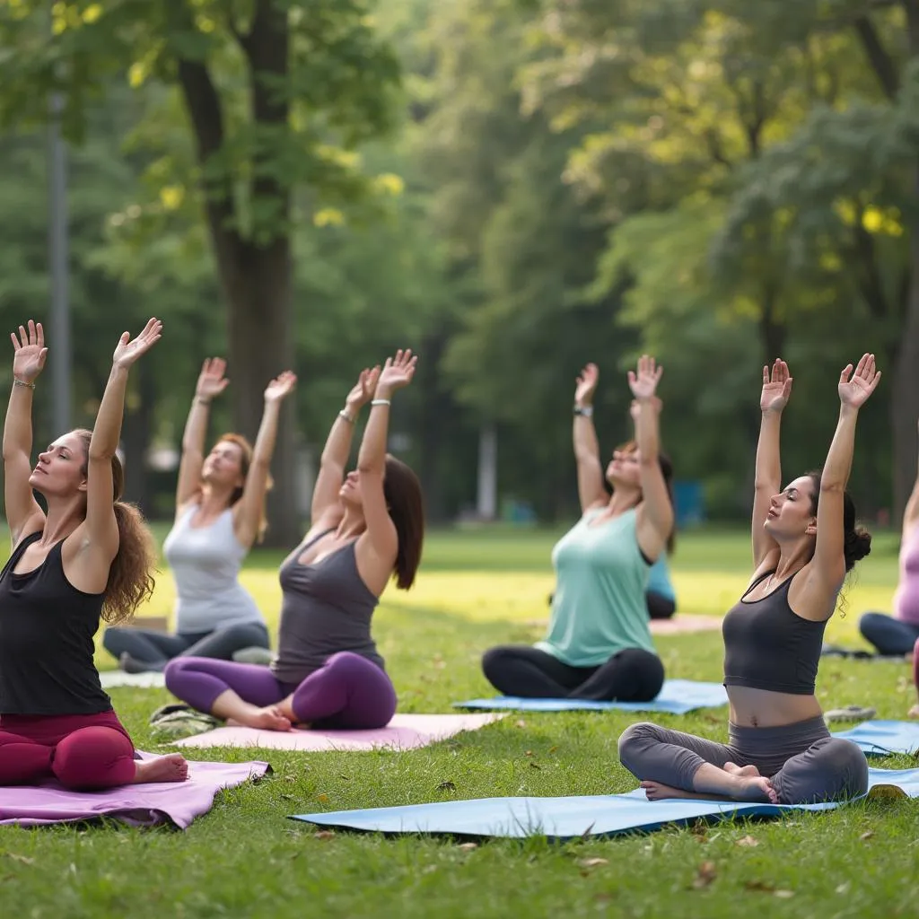 Clase de yoga al aire libre