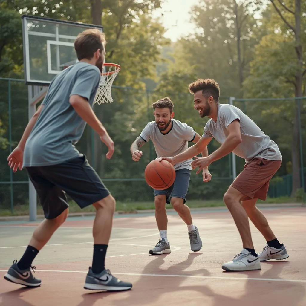 Comunidad de básquetbol jugando